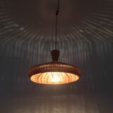 exceptional large Mid Century Modern wicker pendant lamp