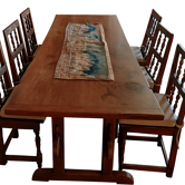 Table de réfectoire en chêne massif et 6 chaises, XVIIᵉ–XVIIIᵉ