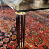 Vintage Hollywood Style Coffee Table - Glass, Brass & Fluted Legs,
