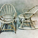Pair of rattan rocking chairs