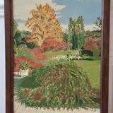 Oil painting on canvas terrace Signed May 1962