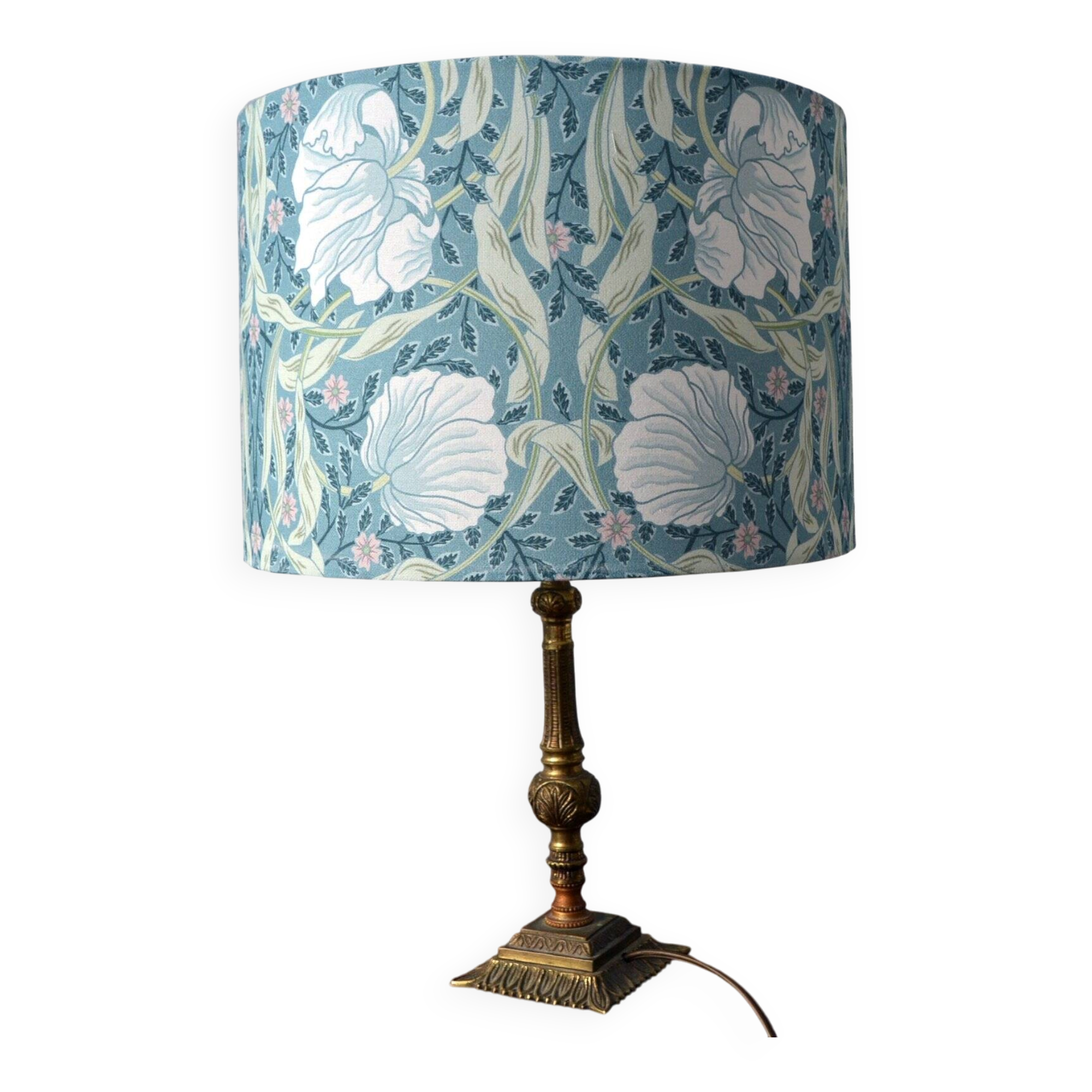 Bird and flower lampshade, William Morris style.