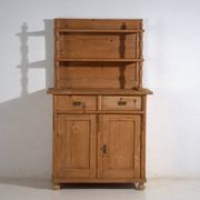 Antique pine dresser – European rustic furniture with shelves – circa 1940