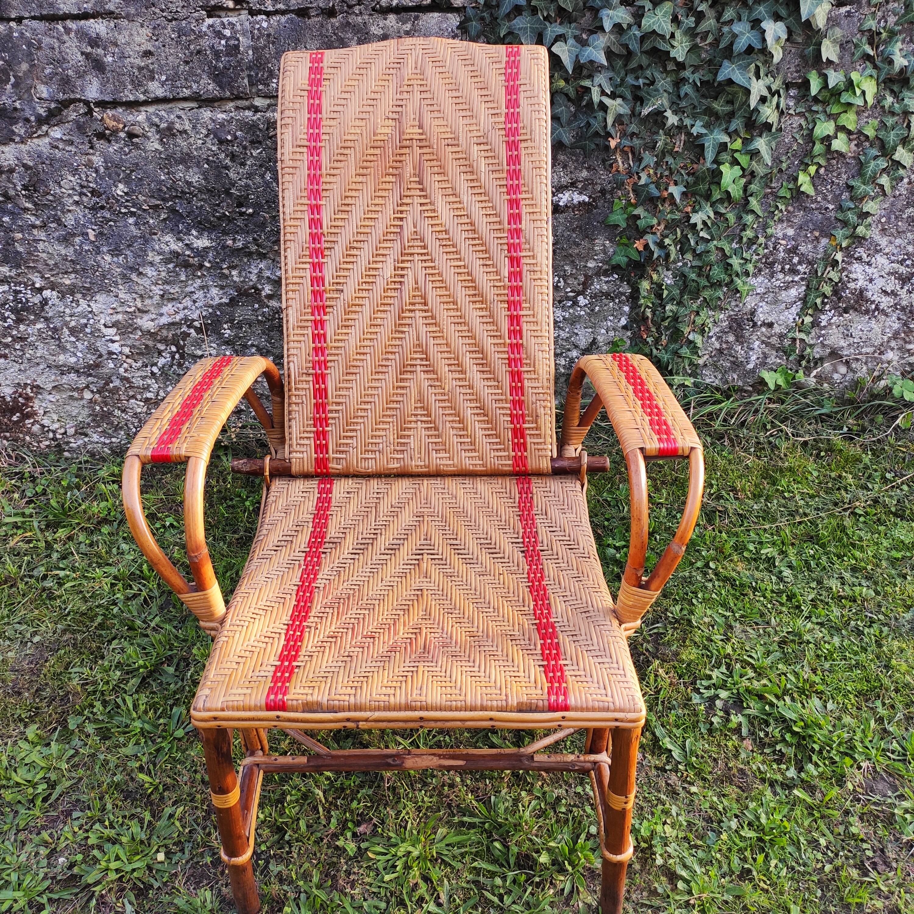 Old rattan armchair