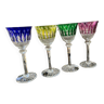 4 grands verres Roemer cristal de couleur Saint Louis modèle Tommy estampillés