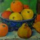 Still life painting with fruits canvas signed Pierre Moreau