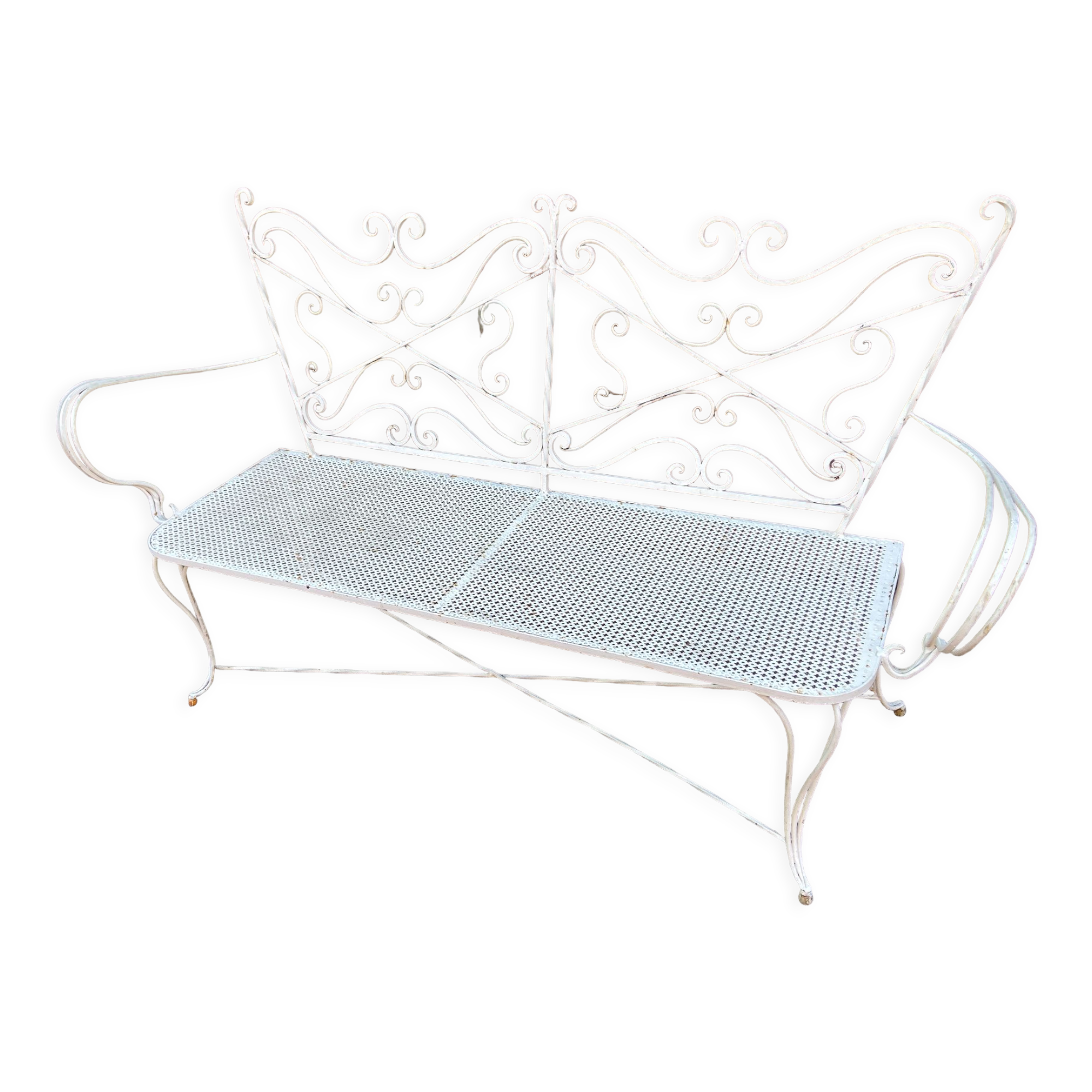 Vintage wrought iron garden bench
