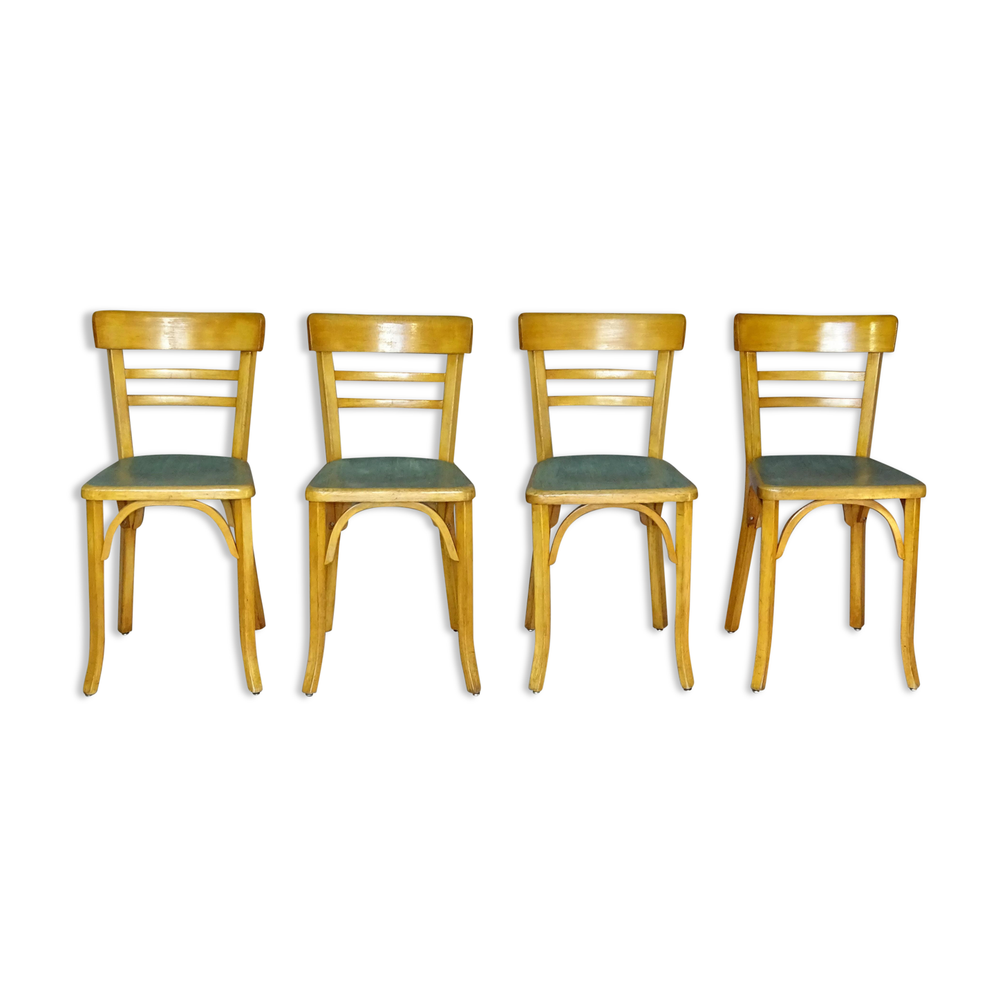 4 baumann chairs 1960 wooden bistro "linoleum"