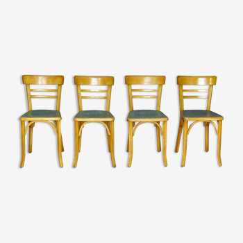 4 chaises baumann 1960 bistrot bois "linoléum"