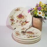 Lot de 6 assiettes à dessert en faïence de Luneville, terre de fer, polychrome