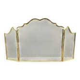 1970s golden metal fireplace screen, vintage spark guard.