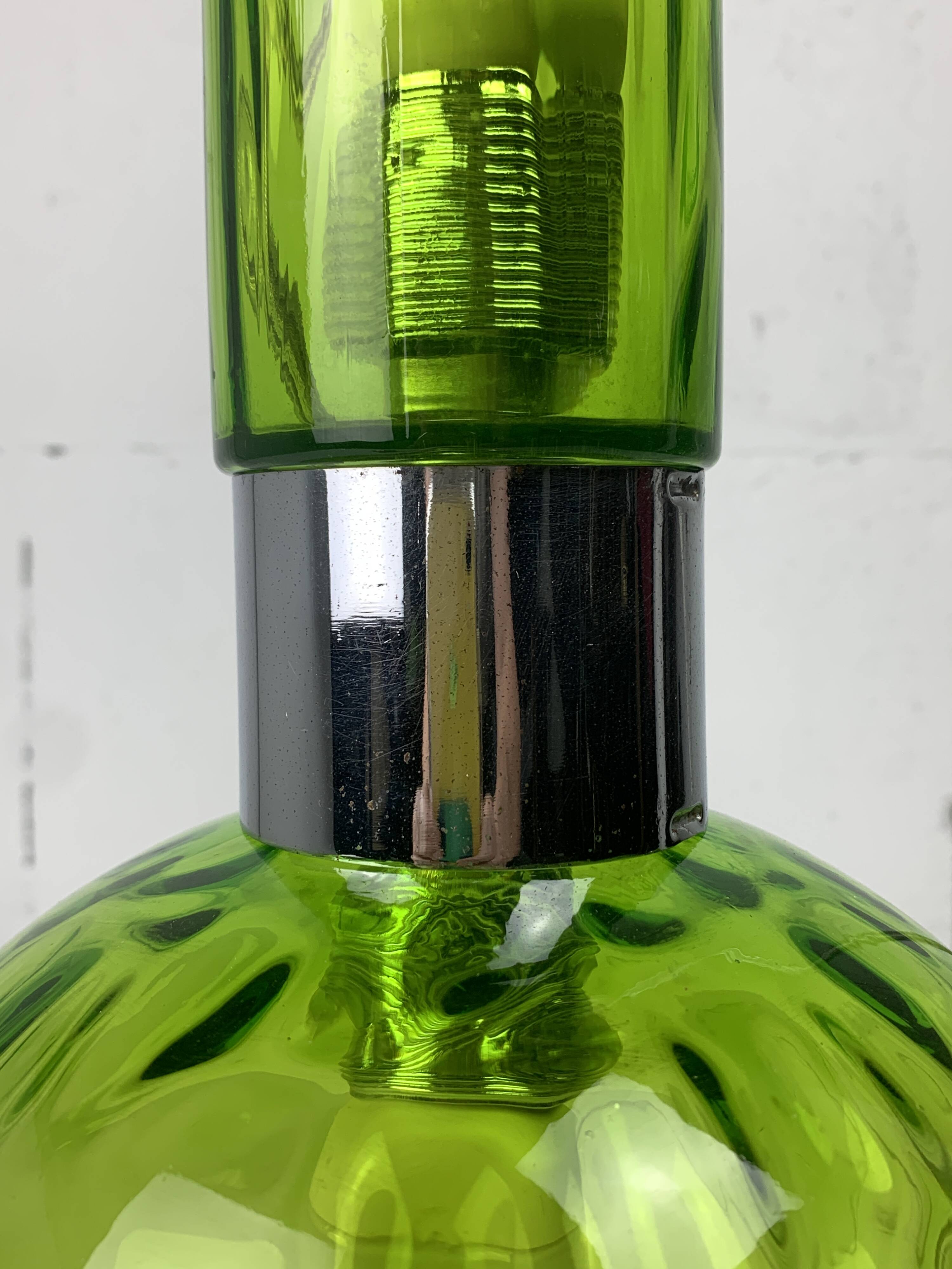 Midcentury extra large green glass tube pendant, Staff Leuchten 1960s-1970s