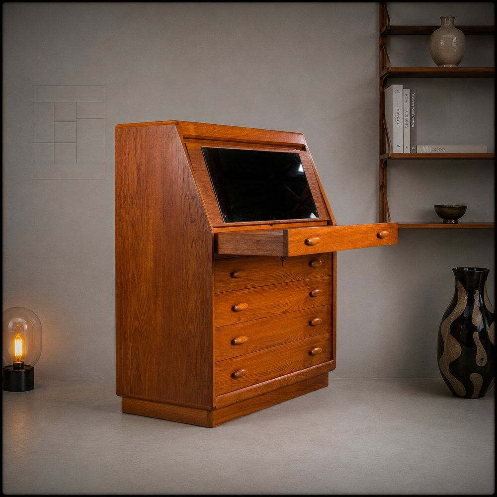 Mid-century modern teak secretary from Dyrlund, Denmark, 1960s