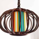 Rattan pendant light and vintage lampshade