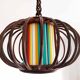 Rattan pendant light and vintage lampshade