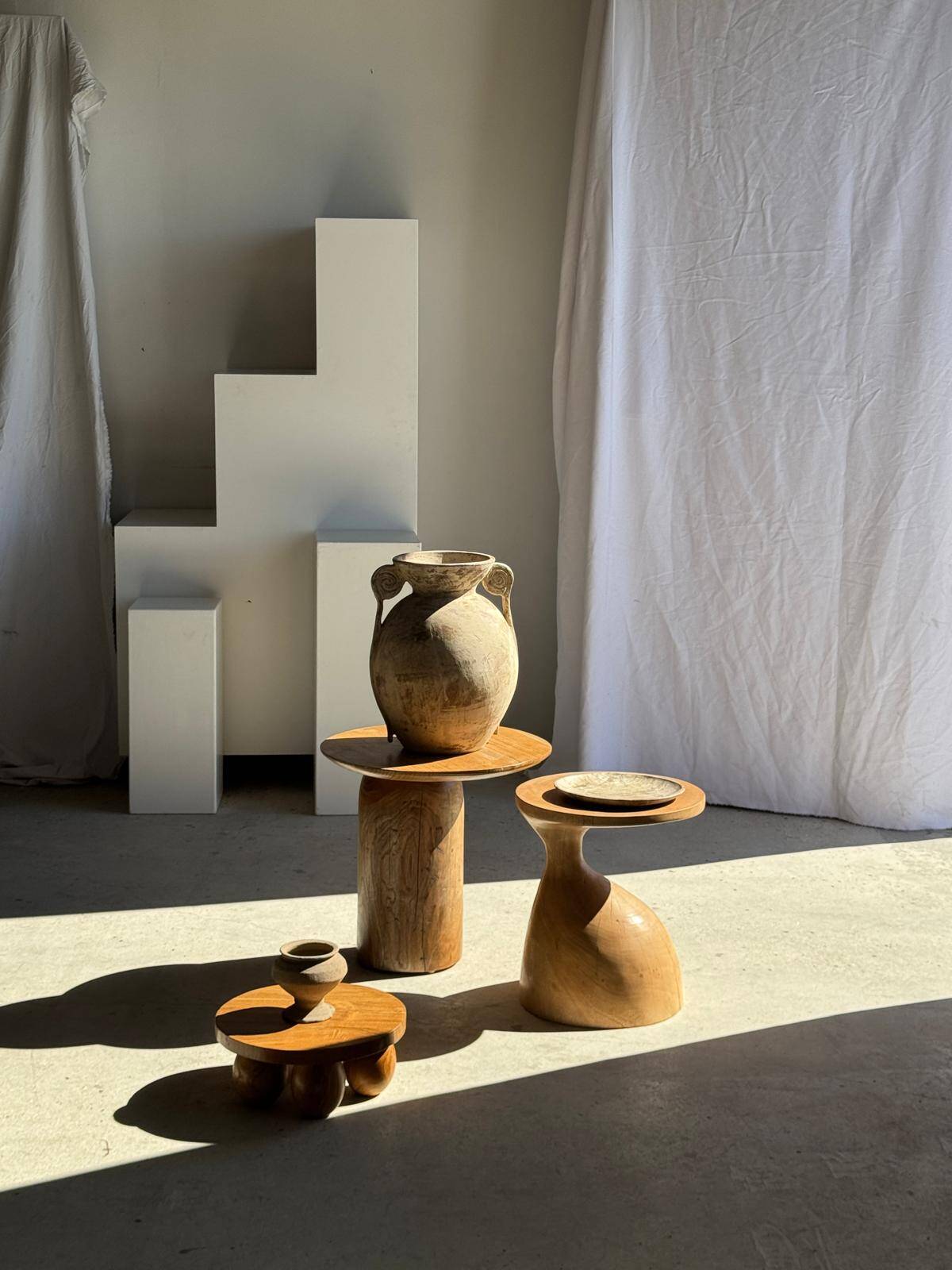 Petrified wood catchall or dish in light grey with rings D27x25 -3320