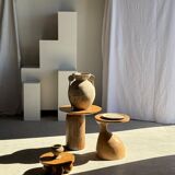 Petrified wood catchall or dish in light grey with rings D27x25 -3320