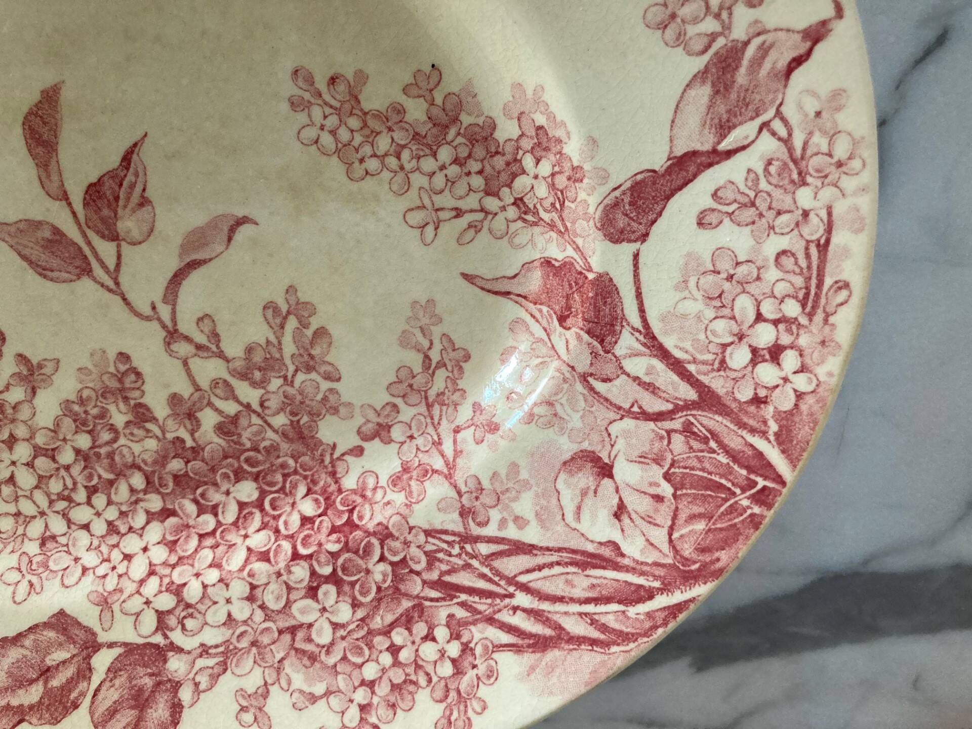 Large oval gien dish, pink lilac model