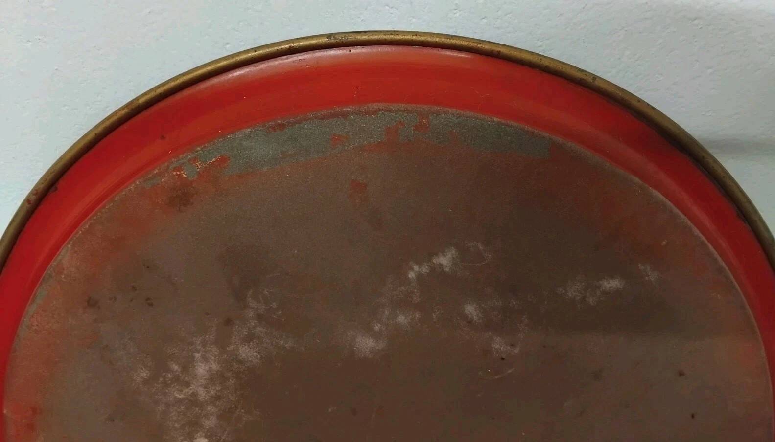Antique Napoleon III Round Sheet Metal Tray - Flower Painting