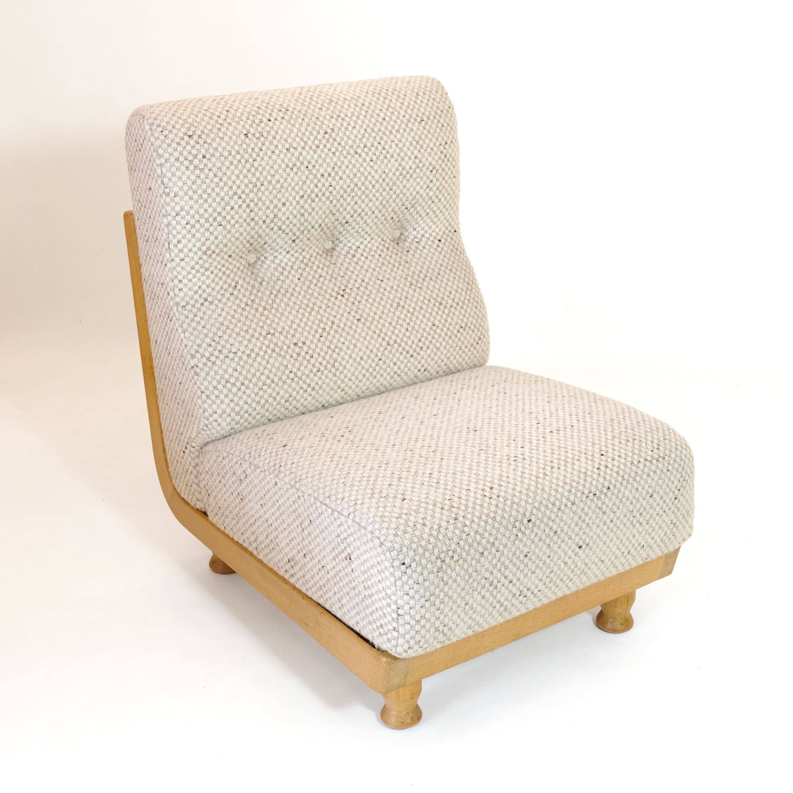 Robert Guillerme & Jacques Chambron, armchair upholstered in beige fabric.