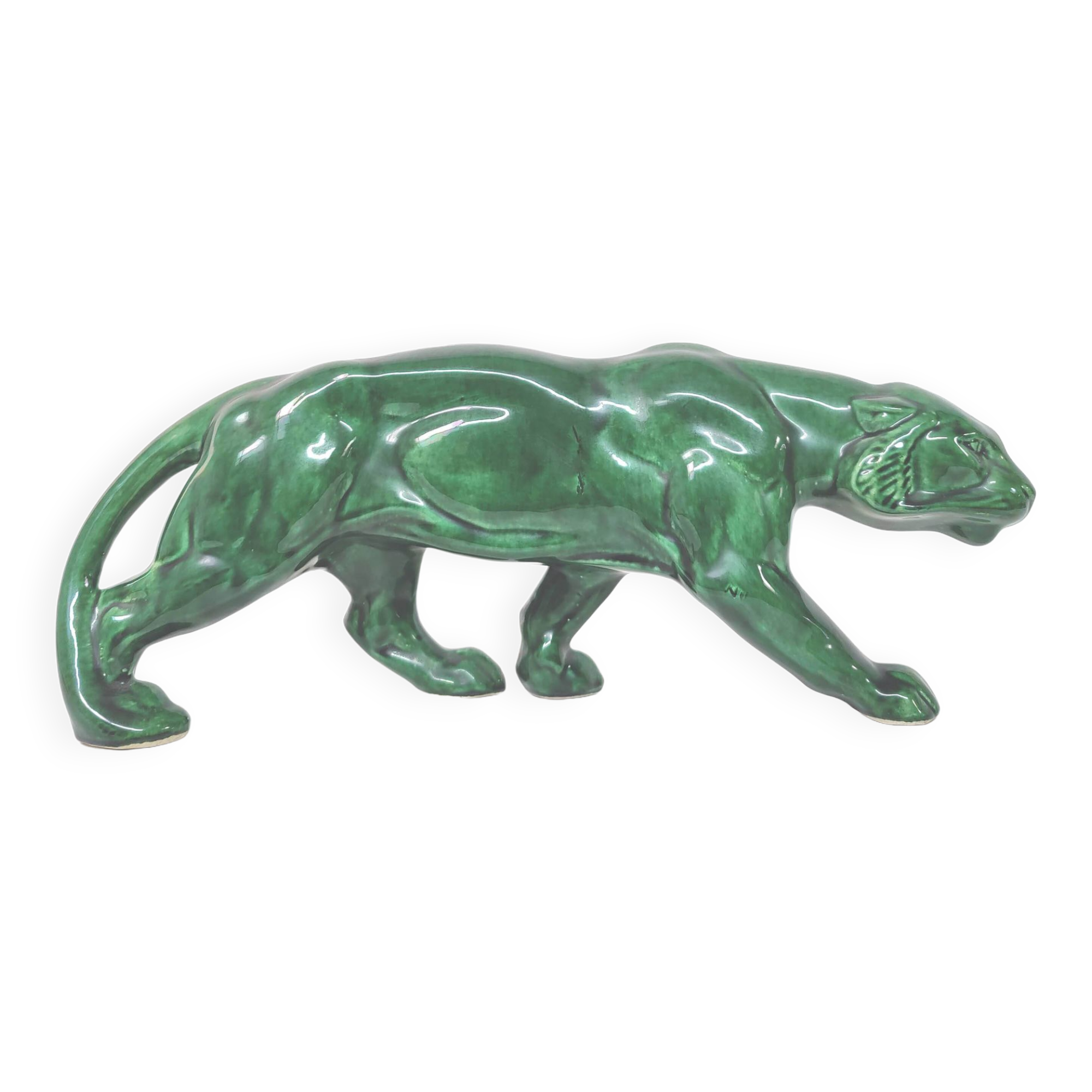 Panther green earthenware Art Deco 1930