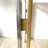 Side table, end of sofa in smoked glass and metal, 70s.