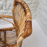 Audoux Minet duo table with bamboo rattan and smoked glass armchairs