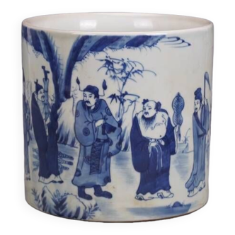 Qing dynasty kangxi style blue and white the eight immortals pen container chinese palace gifts