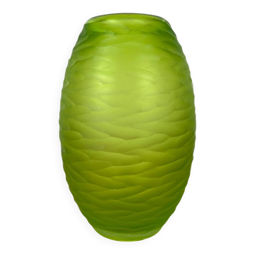 Handcrafted green glass vase