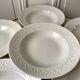 Set of 6 hollow plates Digoin Sarreguemines model Alphabet relief white 40s