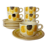 6 Gien "Sun" coffee cups