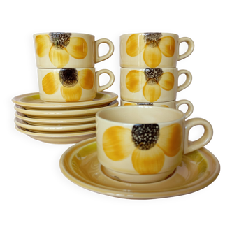 6 Gien "Sun" coffee cups