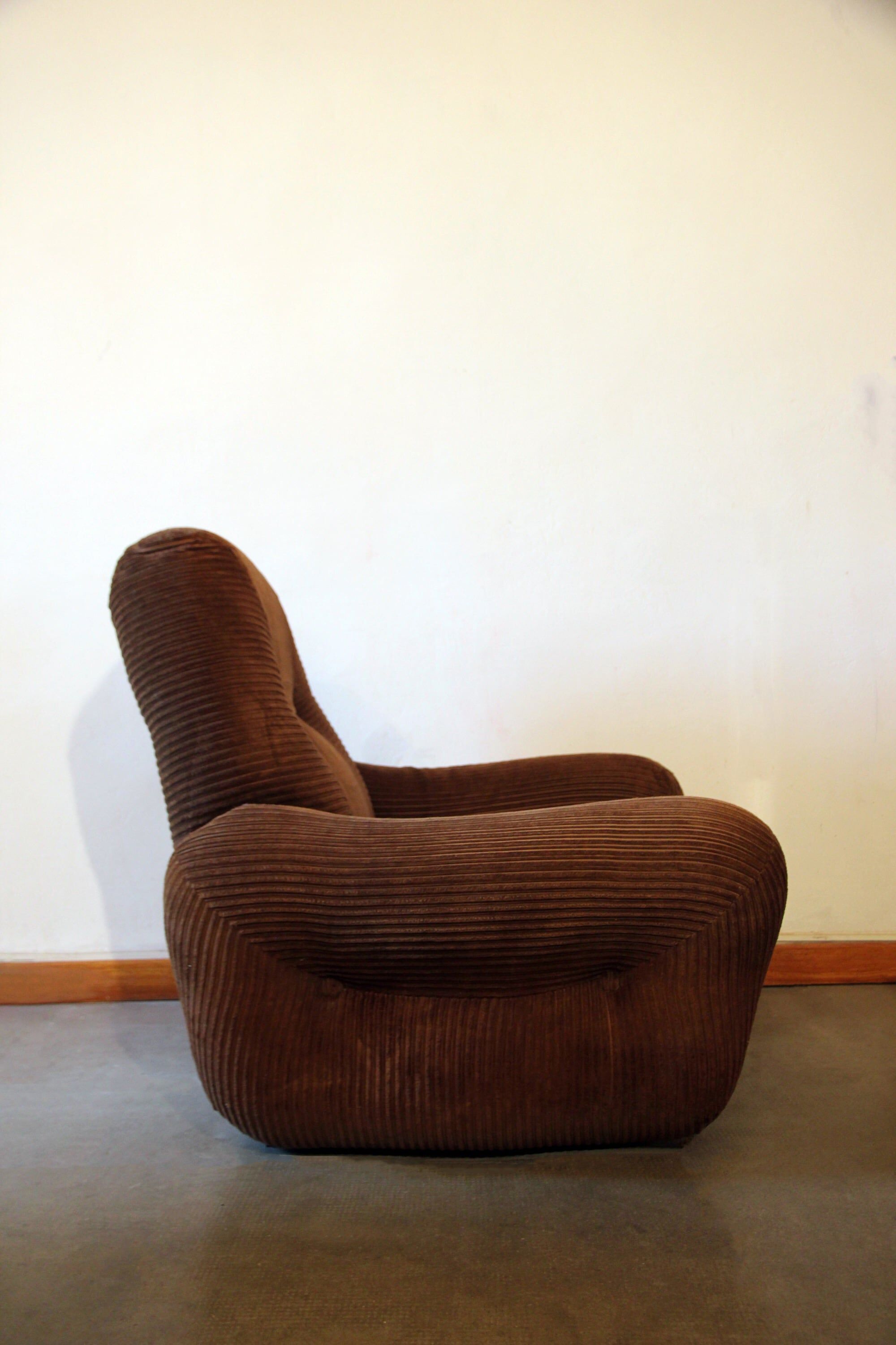 Pair of seventies velvet armchairs