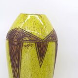 Set 2 Rare Vase Ovoïde signé F-T Legras Pare de verre Art deco 1930
