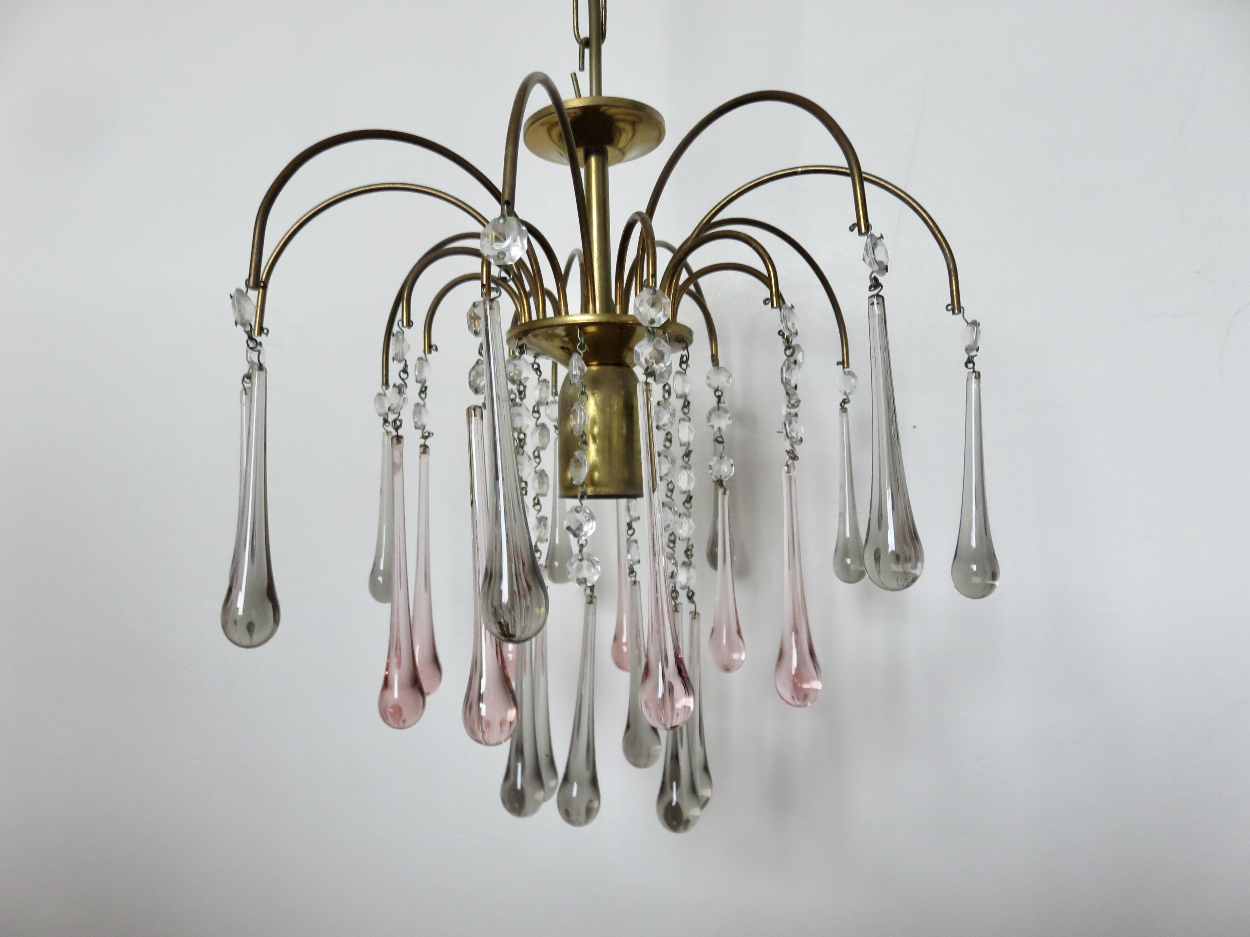 Crystal chandelier "water drop" in Murano glass, Italy