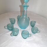 Service ancien : verres et bouteille année 40-50