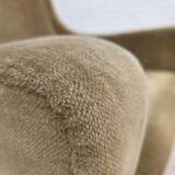 1970s, Danish armchair, original green furniture velour, teak wood legs.