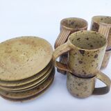 Cups + sandstone saucer by Puisaye Gaudry