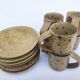 Cups + sandstone saucer by Puisaye Gaudry