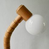 Pine articulated lamp with opaline, Scandinavian style, 70s