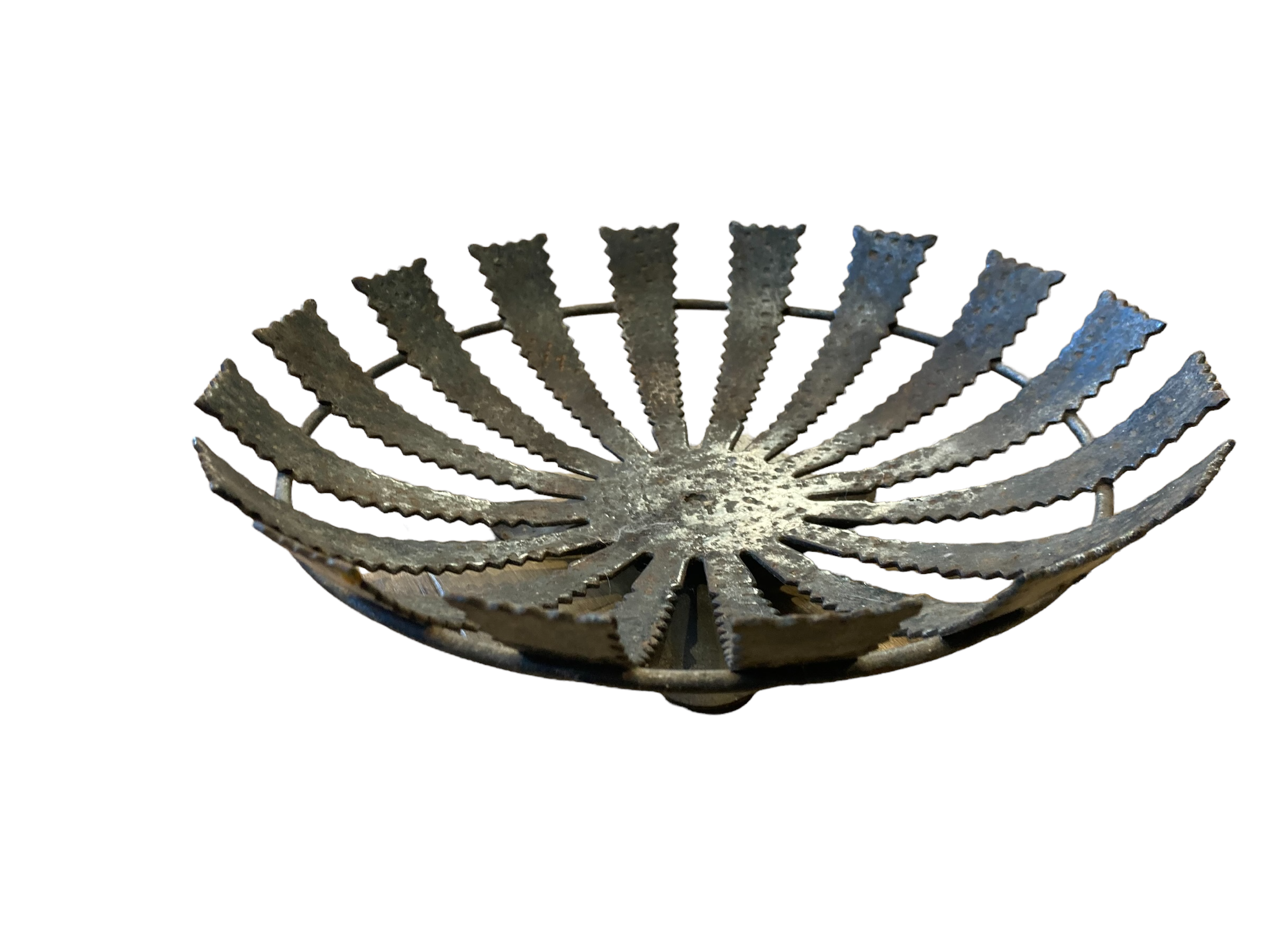 Large modernist brutalist iron basket