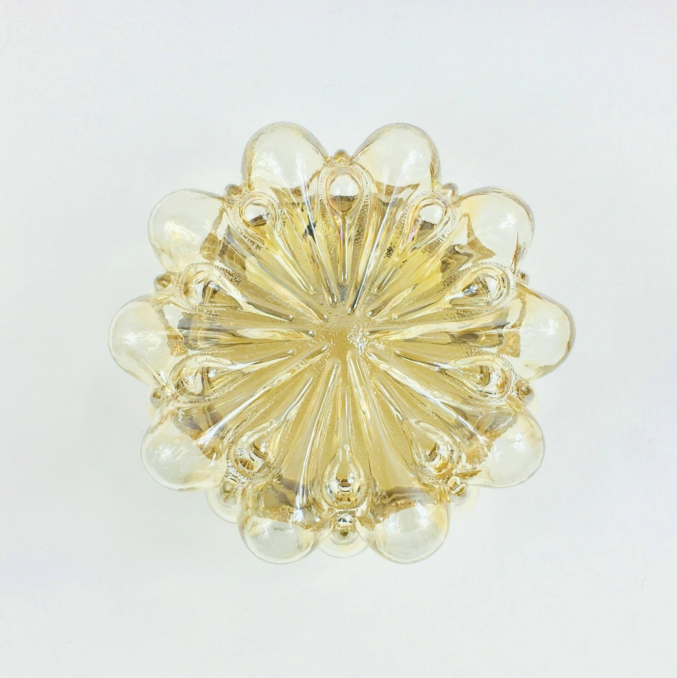 Large Amber Bubble Glass Ceiling Light By Helena Tynell For Limburg, 1960s