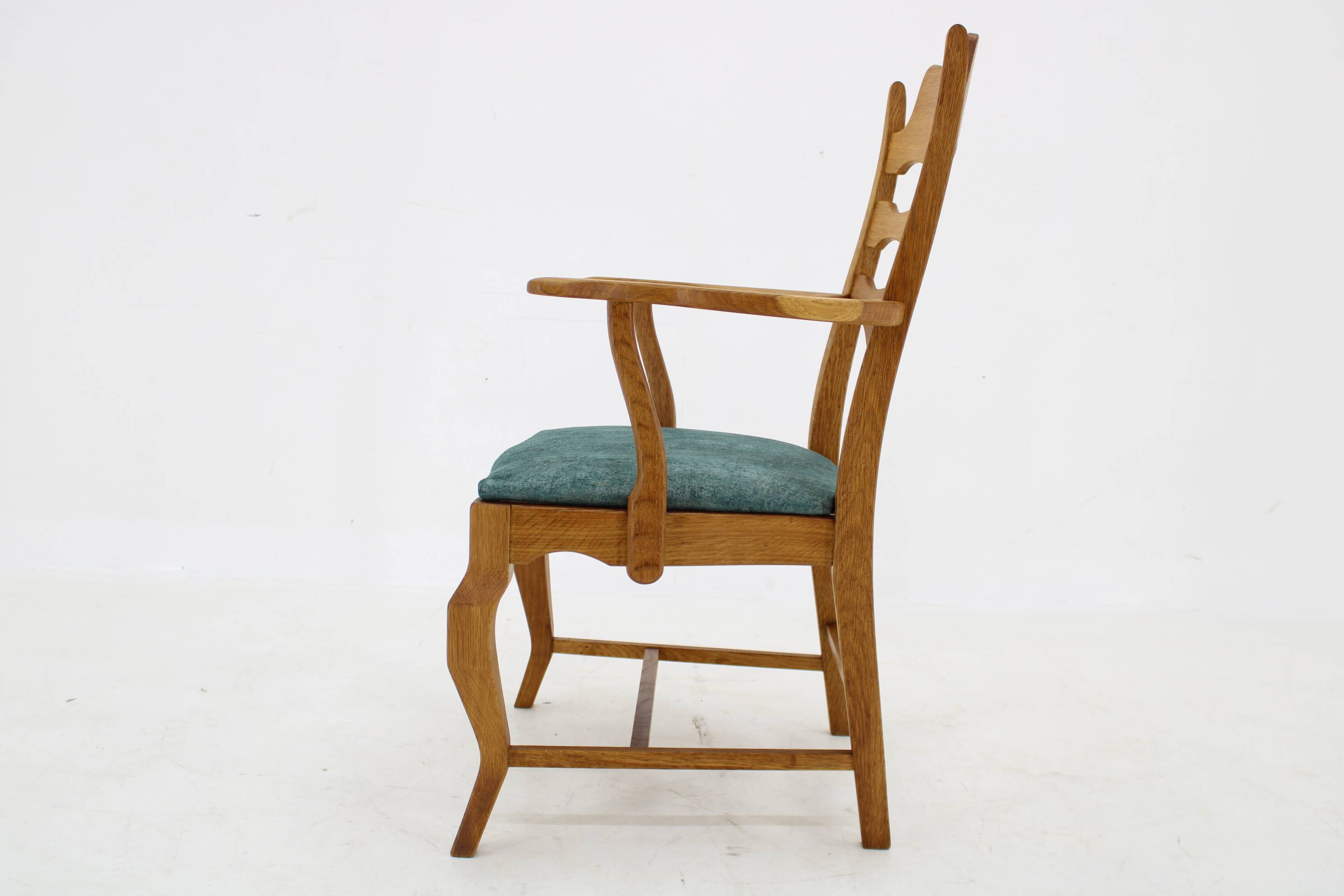 1960s Henning Kjærnulf Razorblade armchair in solid oak for EG Møbler, Denmark