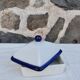 White and blue ceramic butter dish