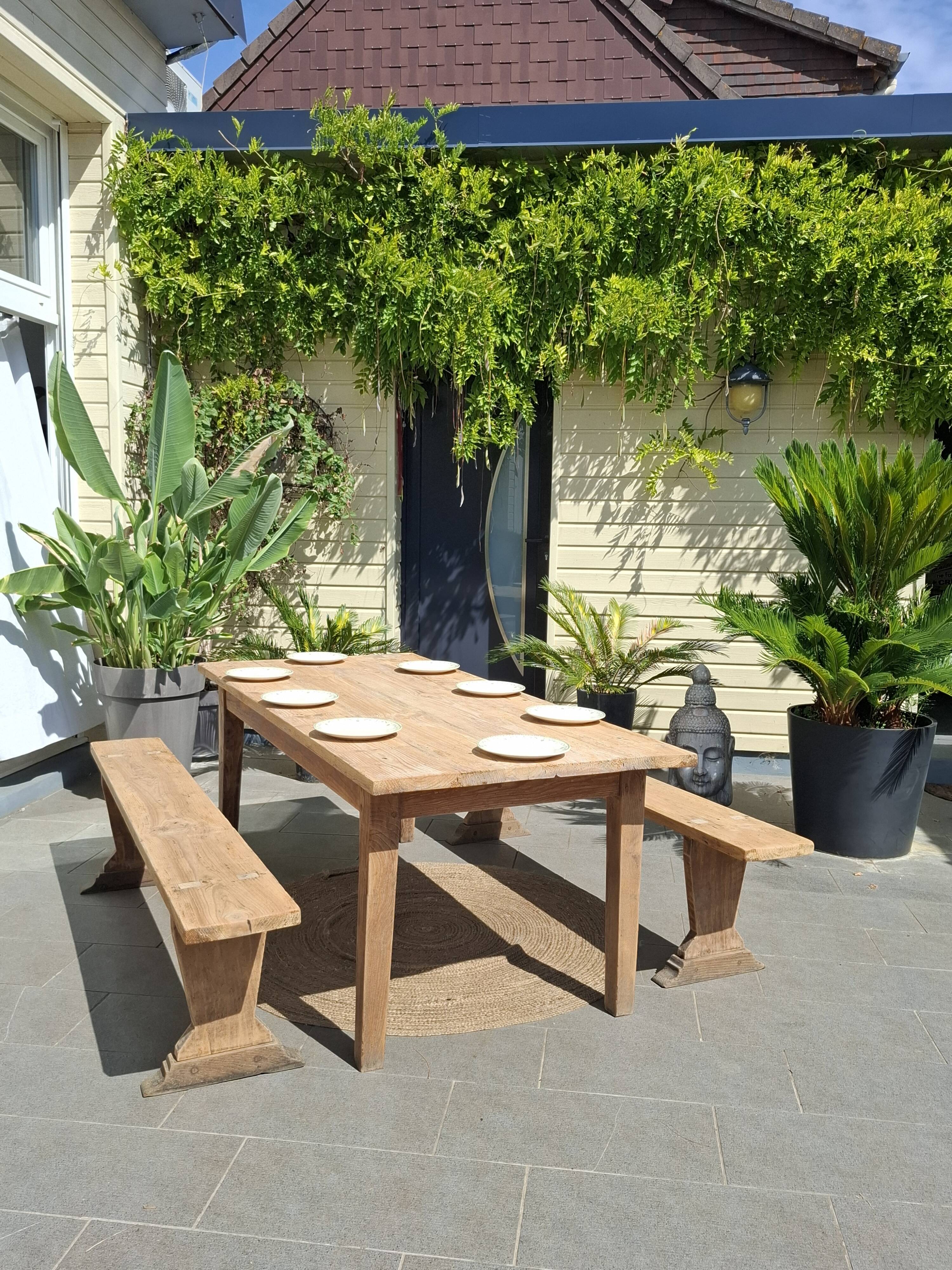 Table de ferme et ses 2 bancs