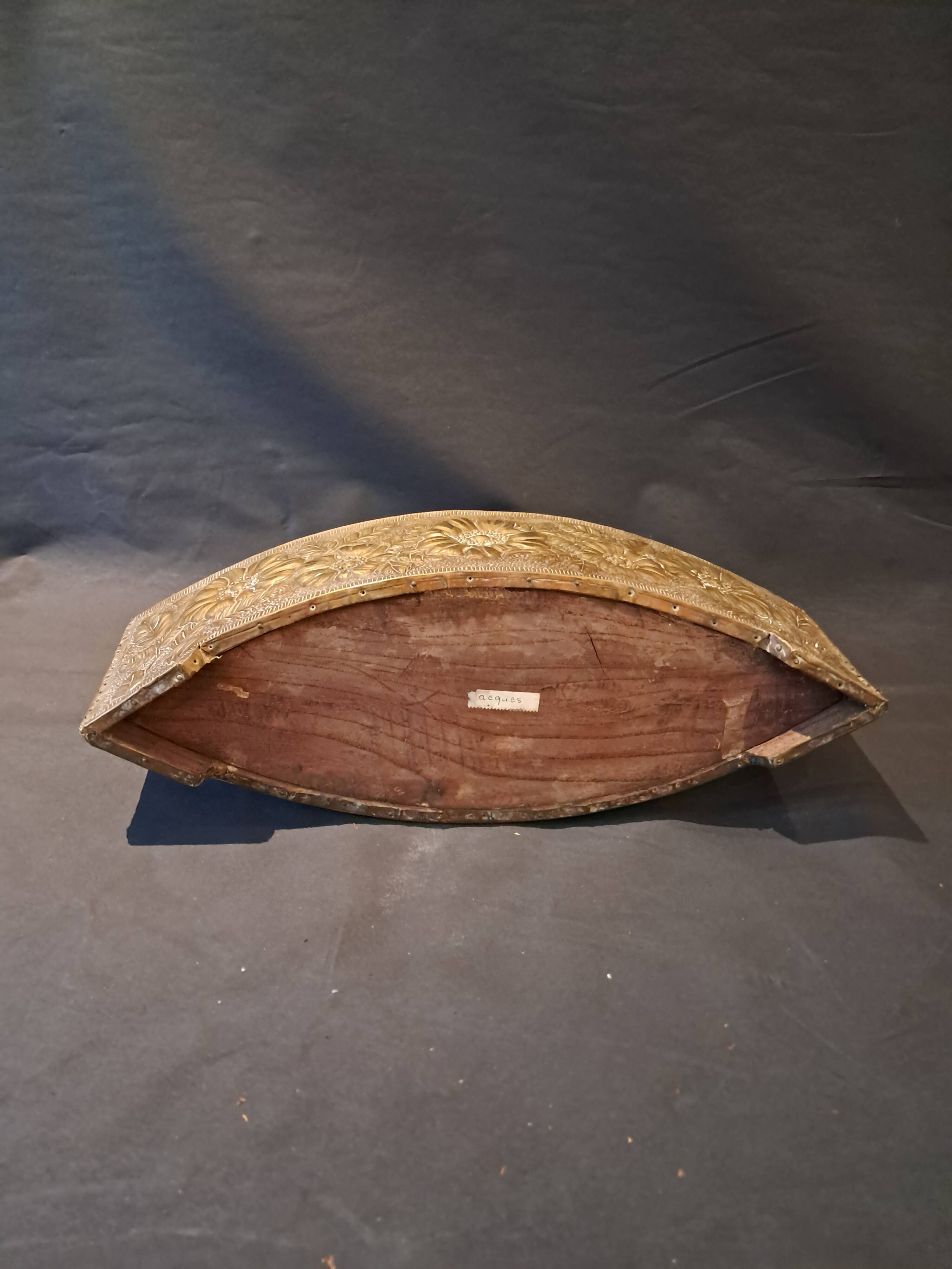 Art Nouveau Cachepot Planter in Marquise Shape with Floral Decoration in Lai