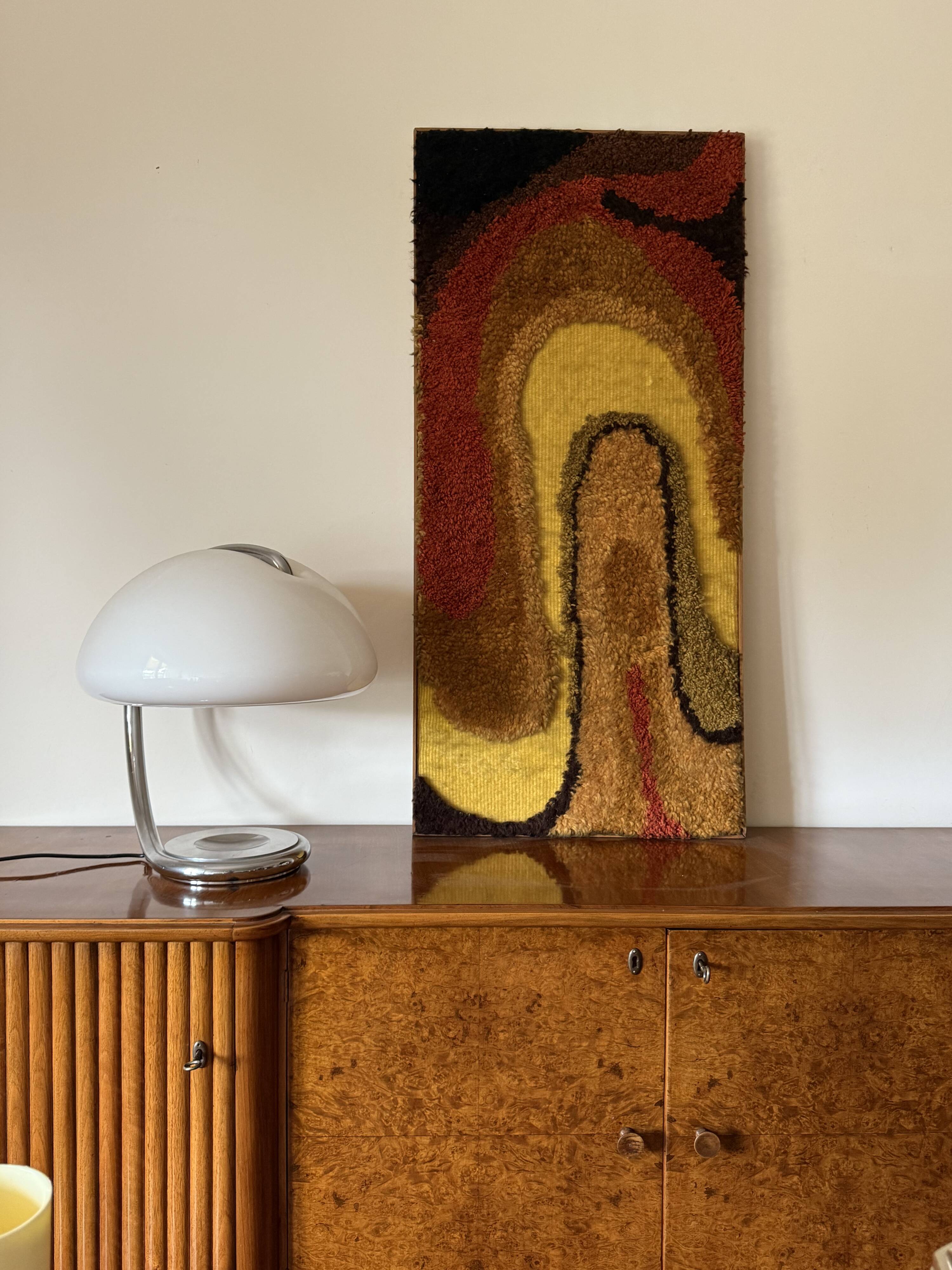 Space Age Wall Tapestry | Italian Mid-Century Fabric Art 1970s