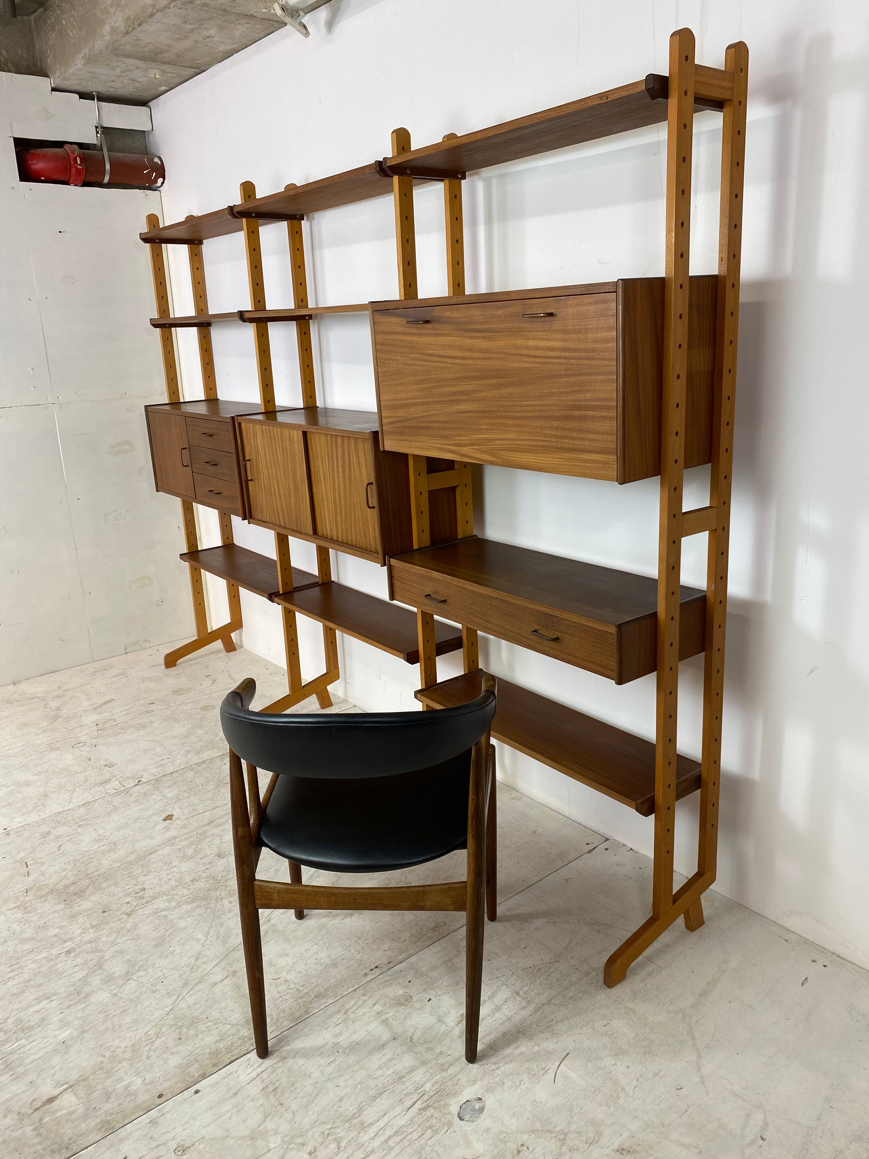 Mid-Century Scandinavian Teak Wall Unit, 1950s