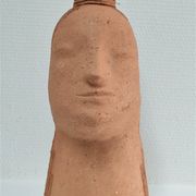 Anthropomorphic lamp foot depicting two faces terracotta design 80s