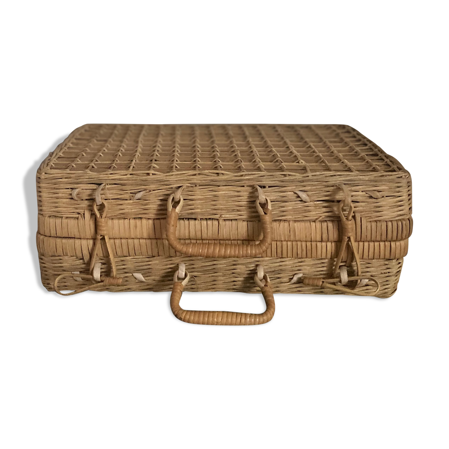 Vintage wicker suitcase